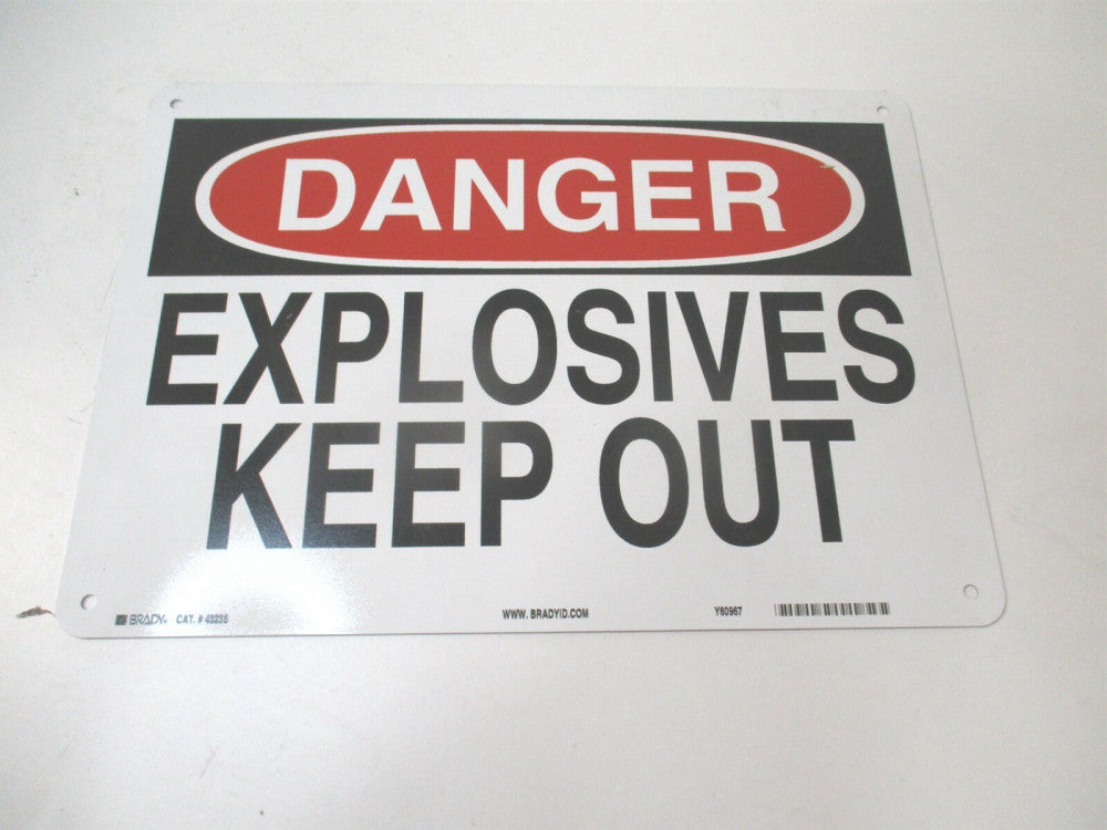 Brady (43236) 10" x 14" Danger Explosives Keep Out Red/Black Aluminum Sign
