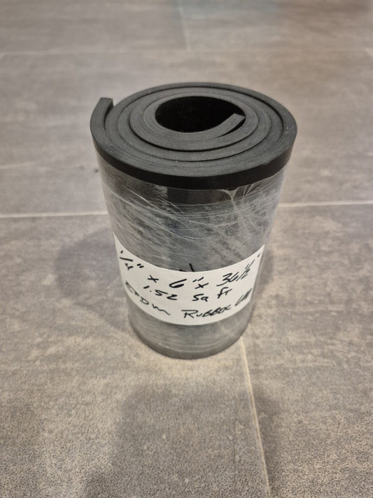 1/4" Thick EPDM Rubber Sheet 6" W by 36 1/2" L Rubber 60 Durometer