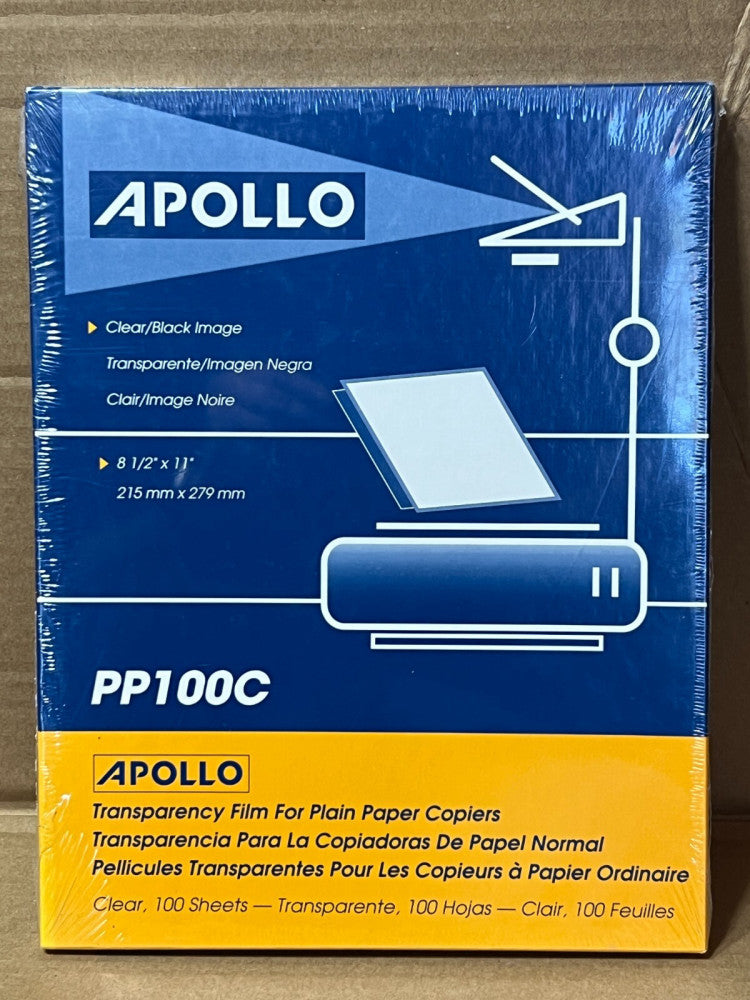 100ct Apollo Clear/Black Image PP100C Transparency Film 8-1/2"x11" [SH]