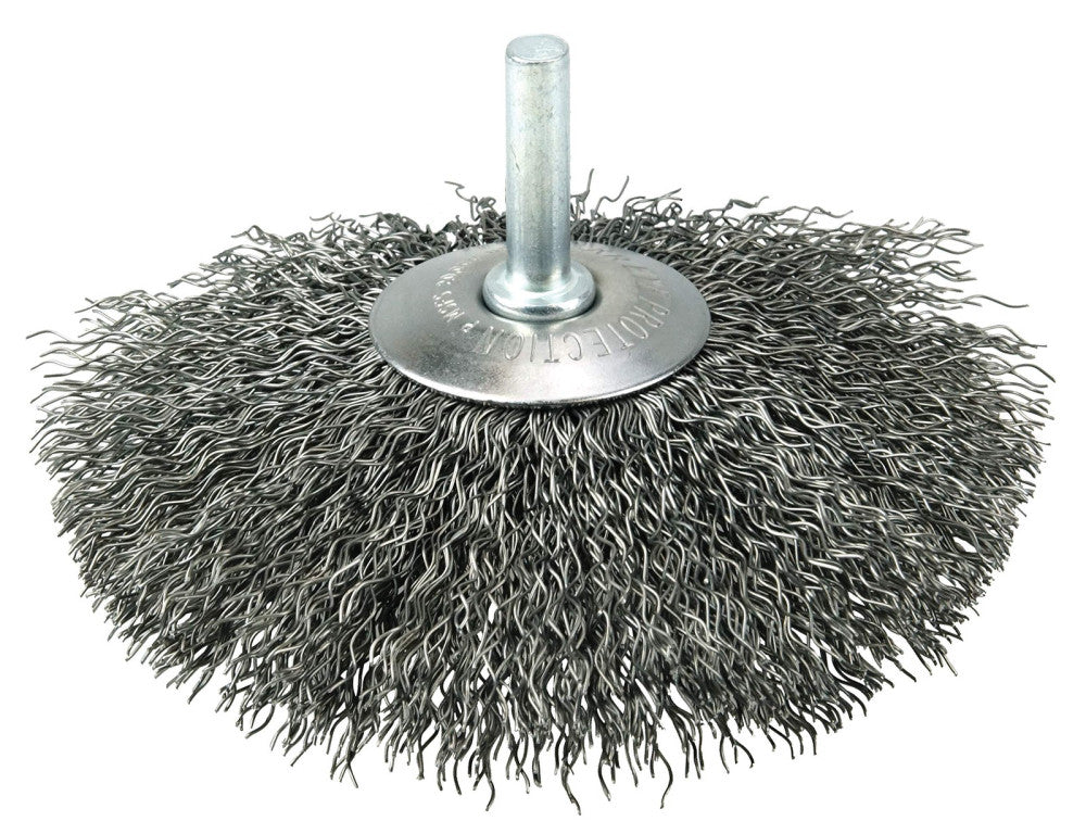 17922 4" Stem-Mounted Concave Crimped Wire Wheel, .008" Steel Fill, 1/4" Stem...