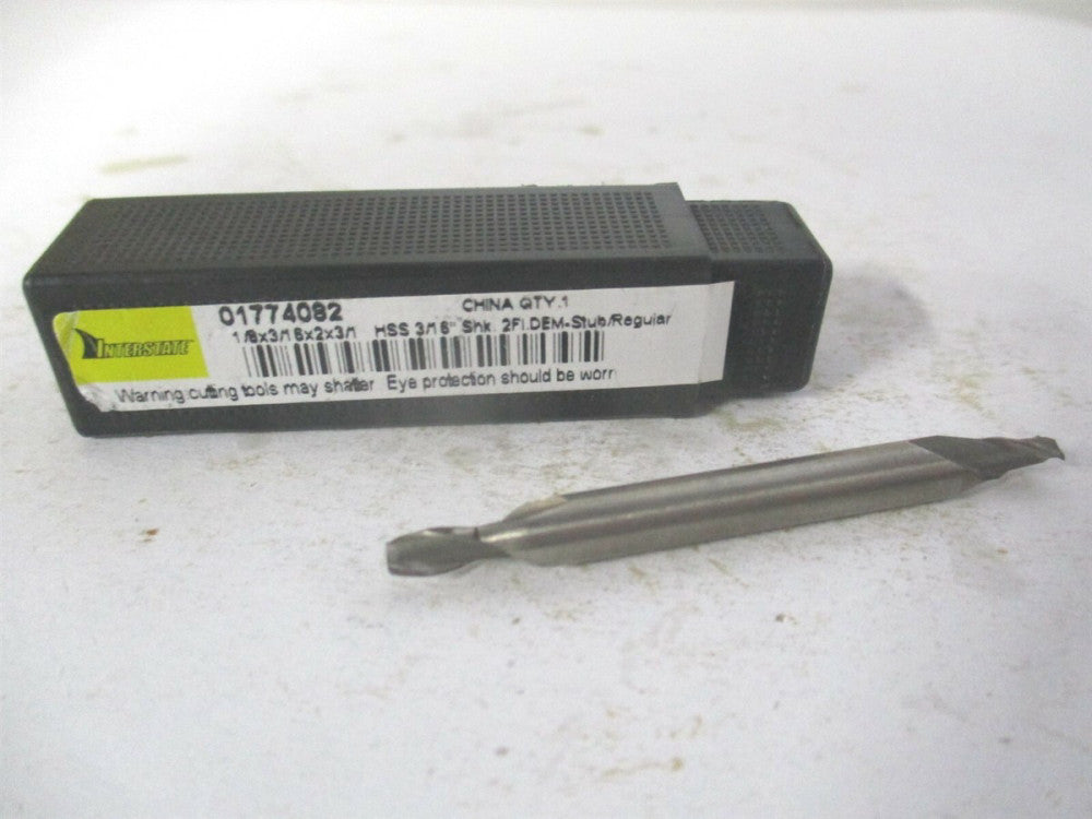 (720-1612) 1/8" x 3/16" x 3/16" x 2" OAL 2 Flute HSS RH Spiral Square End Mill 