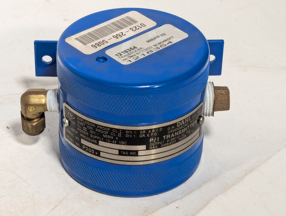 Dahl P200 + P50 5PSIG explosion-proof P/I transmitter, 0-30 in WC input pressure