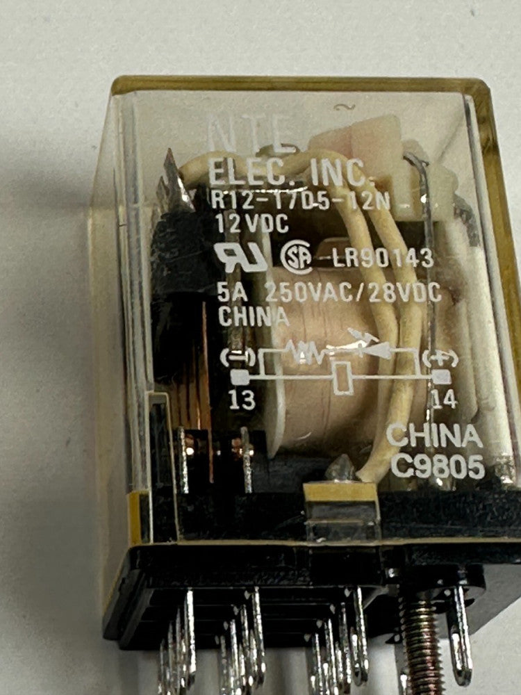 NTE Electric R12-17D5-12N 12VDC Relay 14Pin 5A-250VAC/28VDC - New Fast Ship