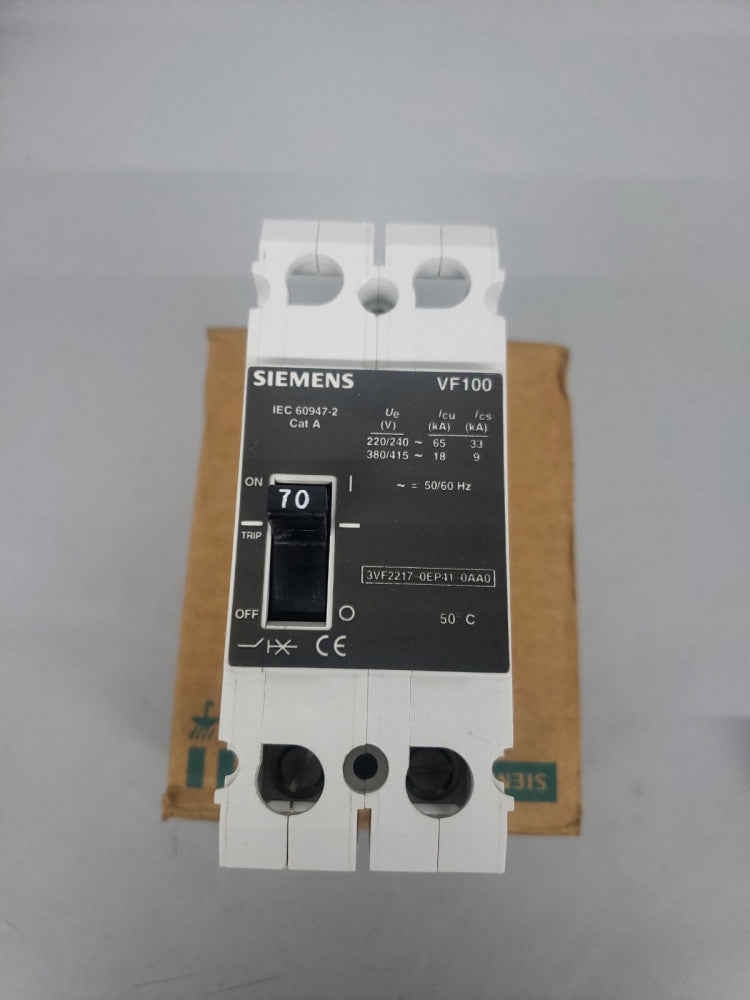 NEW OLD STOCK! SIEMENS 3VF2217-0EP41-0AA0 2 POLE 70 AMP CIRCUIT BREAKER
