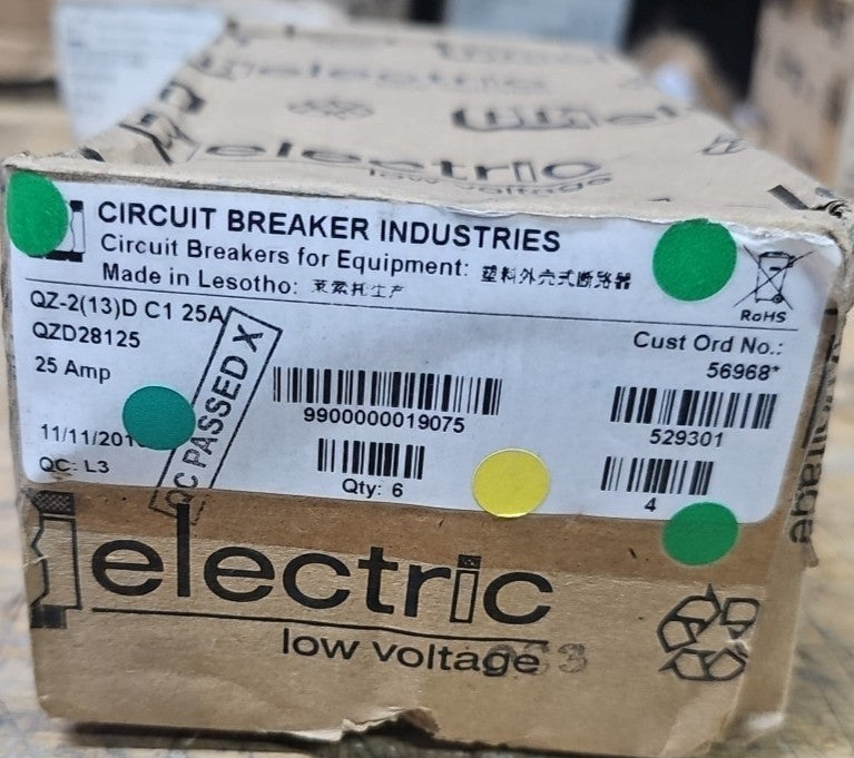 1) CBI  QZD28125 2 POLE 25 AMP Circuit Breaker