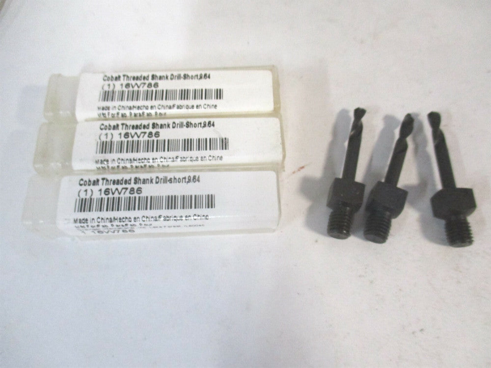 High Speed Steel 9/64" Threaded Short Shank Drill Stub - Lot of 3