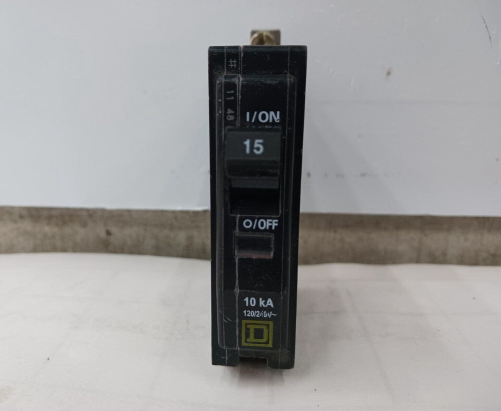 SQUARE D 15 AMP CIRCUIT BREAKER 1 POLE 120/240 VAC QOB115