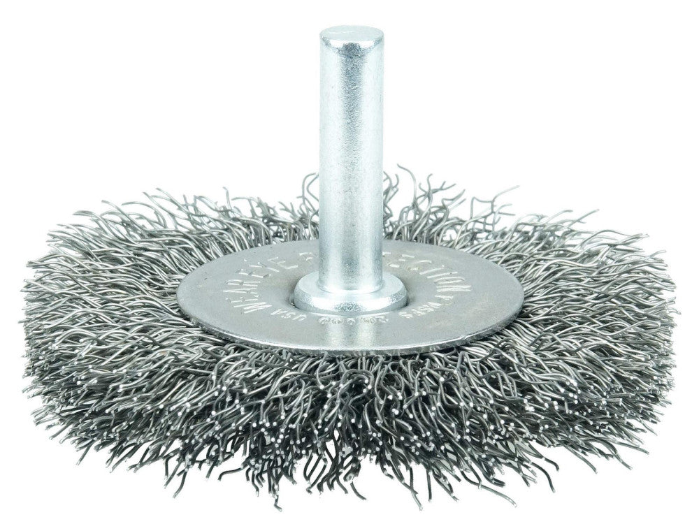 17961 2-1/2" Stem-Mounted Crimped Wire Radial Wheel.0118 Steel Fill, 1/4" Ste...