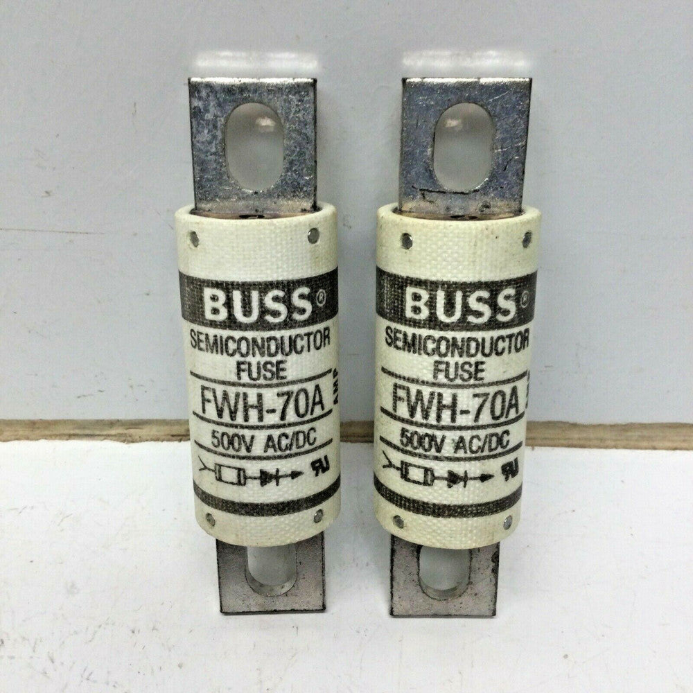 BUSSMANN BUSS FWH-70A Semiconductor Fuse 70 Amp 500V AC/DC (2 PACK)