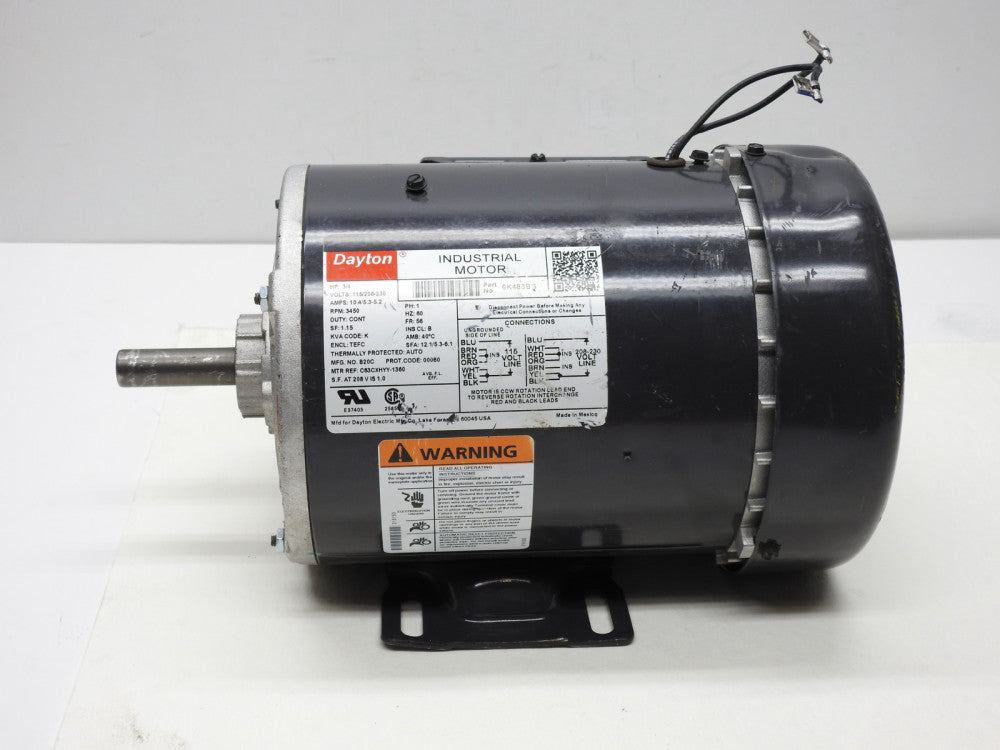 DAYTON 6K483BG General Purpose Motor Totally Enclosed Fan-Cooled 6K483, NEW READ