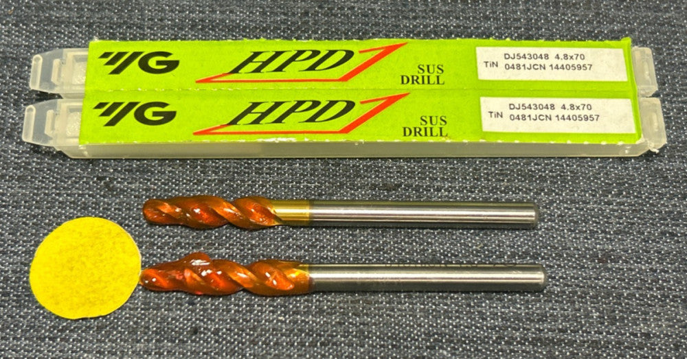 YG-1 HPD SUS 2 FLUTE DRILL BIT  DJ543048 4.8 X 70   LOT OF 2