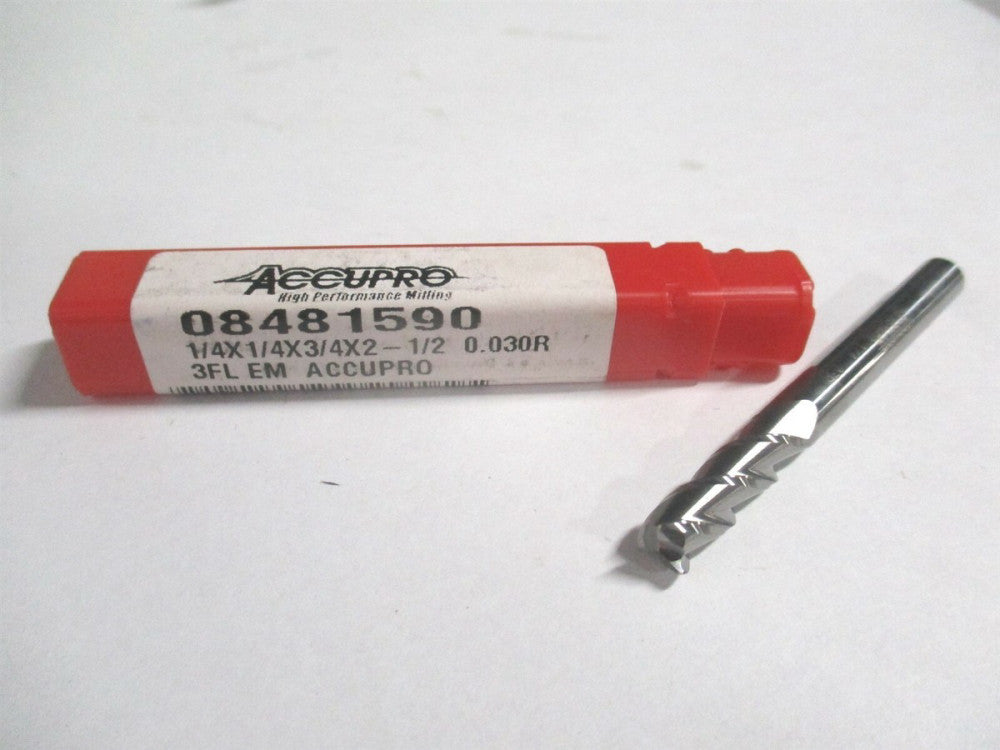 (12181951) 1/4" x 3/4" x 1/4" x 2-1/2" Solid Carbide 3Fl Corner Radius End Mill 