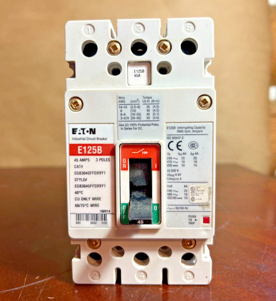 Eaton E125B 45 Amp 3-Pole EGB3045FFDX9Y1 Circuit Breaker