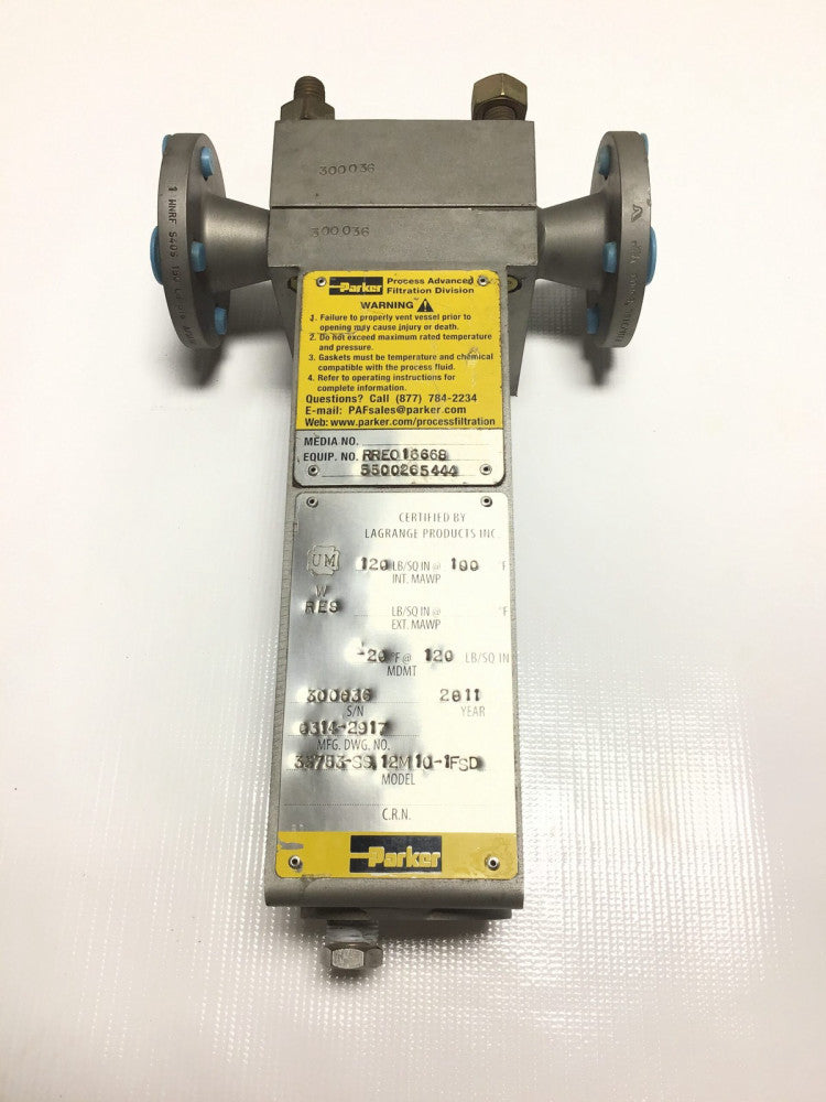 Parker 33753-SS 12M10-1FSD High-Pressure Cartridge Filter -20-100°F@120PSI
