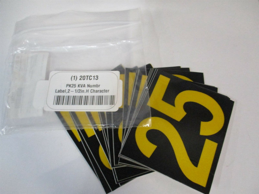 Brady (50013) 2-1/2" x 2-7/8" x 3-1/4" Yellow/Black 25 Number Label - Lot of 25 