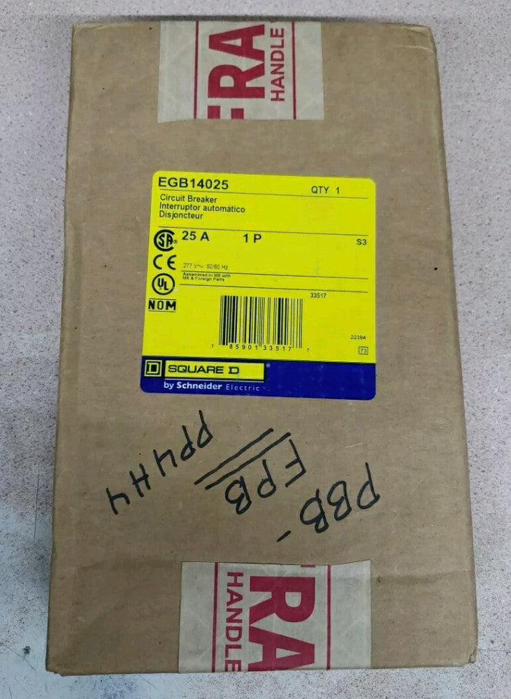 Square D EGB EGB14025 1 Pole 25 Amp 480v 277v Circuit Breaker