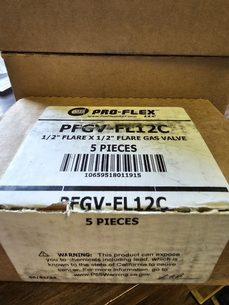 Pro-Flex Gas Valve 1/2" FIP x 1/2" Flare PFGV-FL12C, 