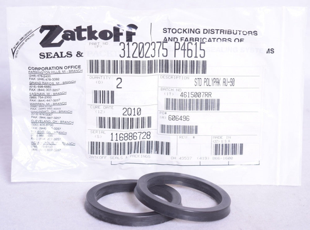 2 Count Zatkoff Seals 31202375 P4615 STD POLYPAK AU-90