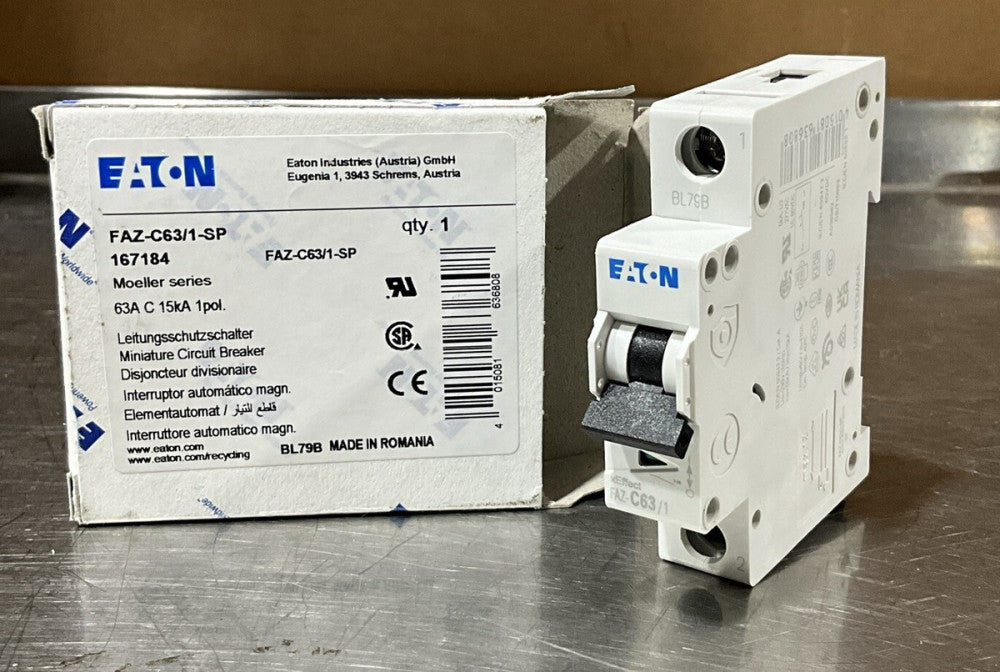 Eaton 167184 FAZ-C63/1-SP Miniature Circuit Breaker MCB FAZ 63A