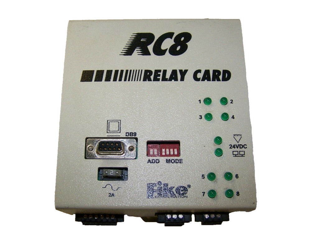 FIKE CORP RC8 RELAY CARD 18-30 VDC IN 300mA OUT 24 VDC @ 4A RELAY E10-0069
