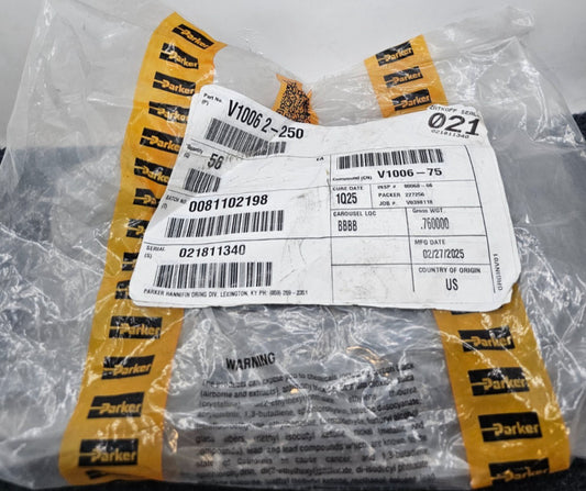 (QTY 56) Parker V1006 2-250 O-Rings Seal Black V1006-75