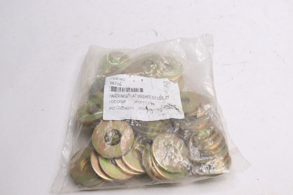 (50-Pk) Hardened USS Flat Washer Grade 8 Yellow Zinc Plated 5/8" 39756