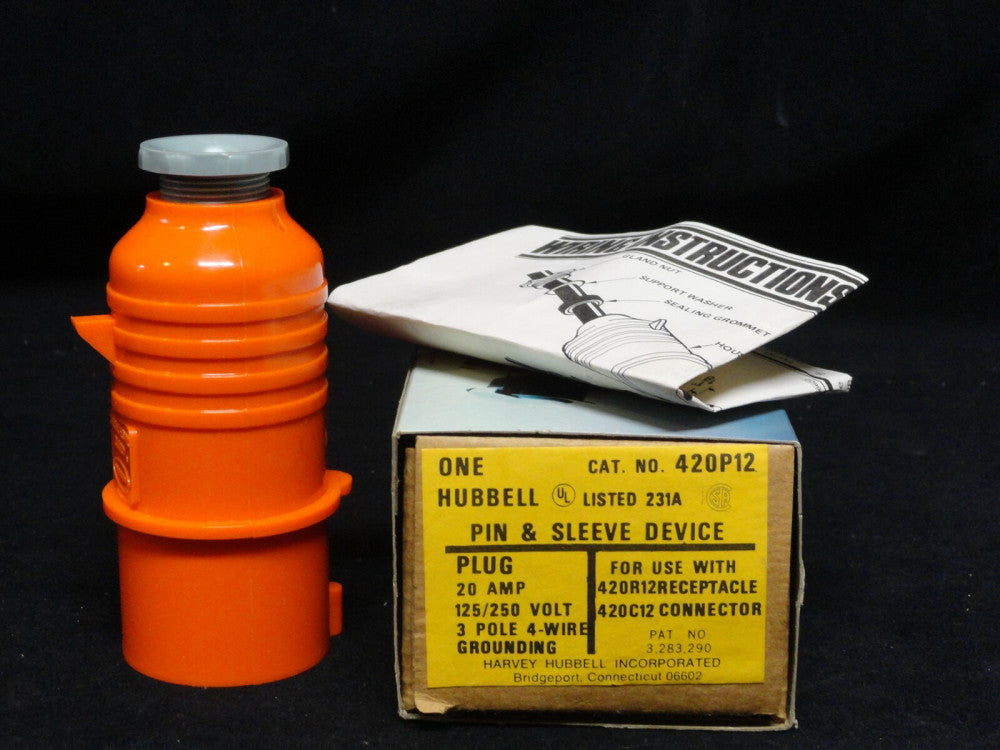 HUBBELL ~ Pin & Sleeve Device PLUG ~ 420P12 ~ 20A ~ 250V ~ 3 Pole ~ 4 Wire NIB