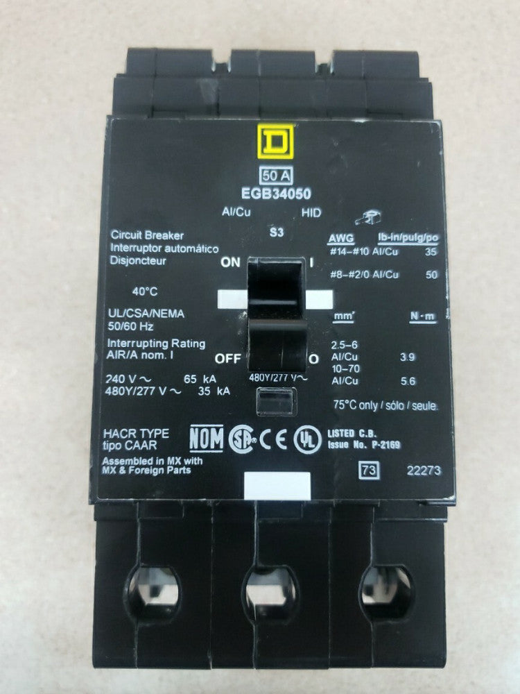 New no Box! Square D EGB34050 50 Amp 277V 3P Bolt-On Circuit Breaker *Chipped