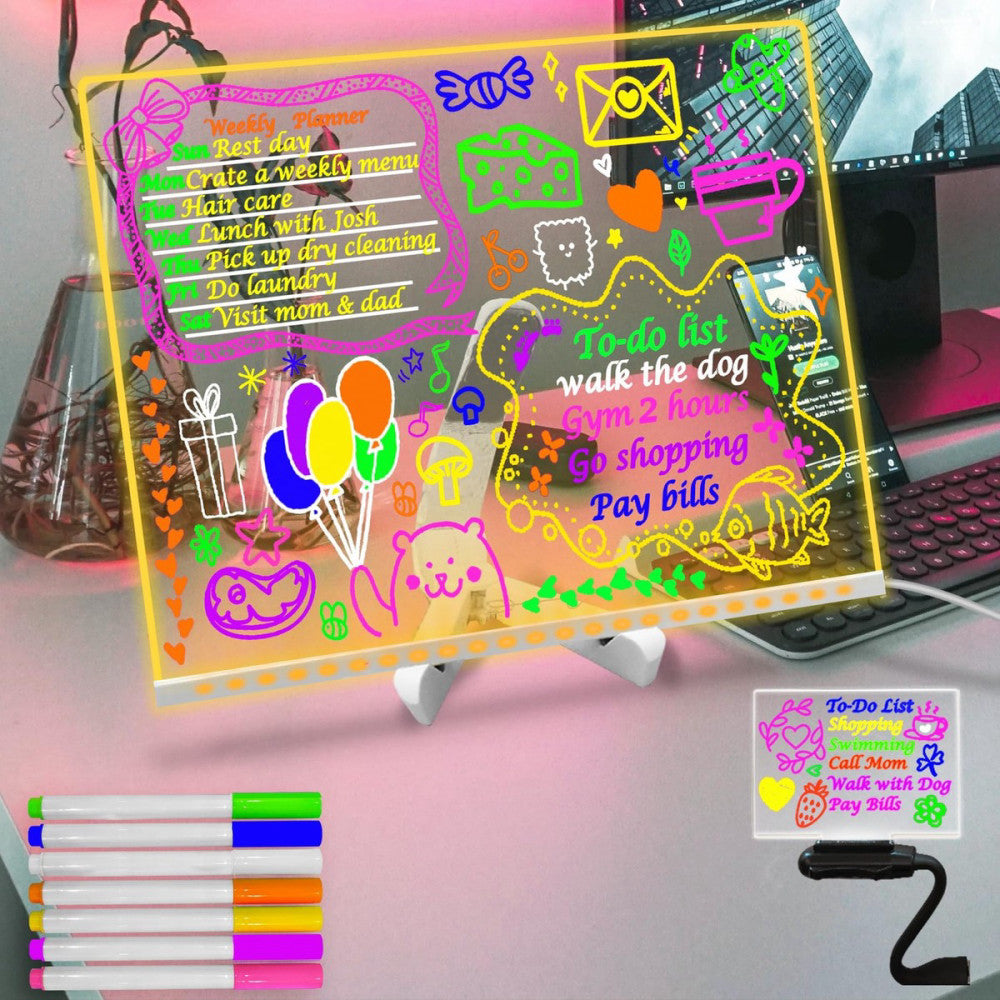 15.75x11.81in Light-Up White Board | LED Message Board with 7 Color Fast Ship