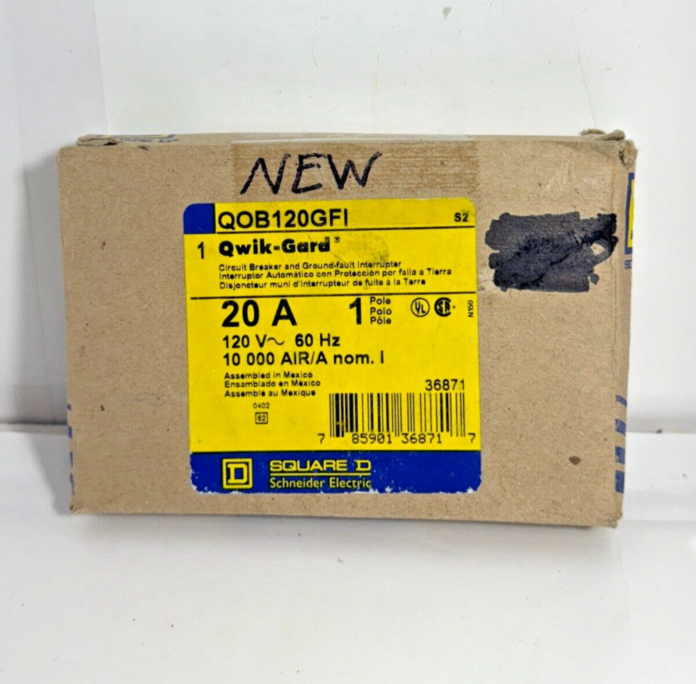 Square D QO 20 Amp Single Pole QOB120GFI Circuit Breaker Ground Fault