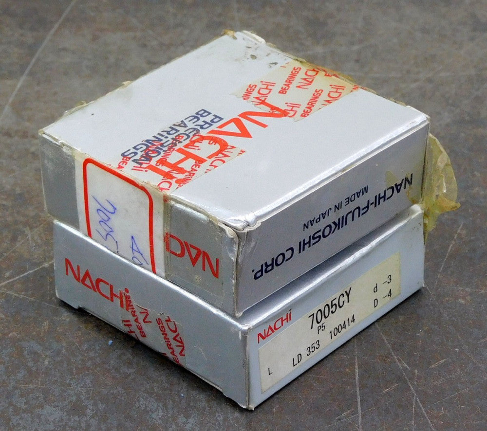 Nachi 7005CY P5 Angular Contact Precision Ball Bearing Lot of Two (2)