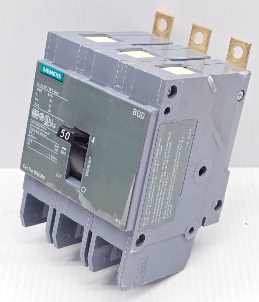 Siemens 50 Amp Bolt-On Circuit Breaker 480Y/277 VAC 3 Pole 65 kA BQD350