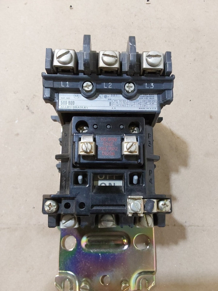 Allen-Bradley 509-BOD, 50/60Hz, 110/120V Series B Size 1 Full Voltage Starter