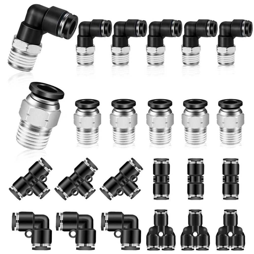24 PCS 3/8" Tube OD x 1/4" NPT Elbow Straight Push to Connect Fittings Kit
