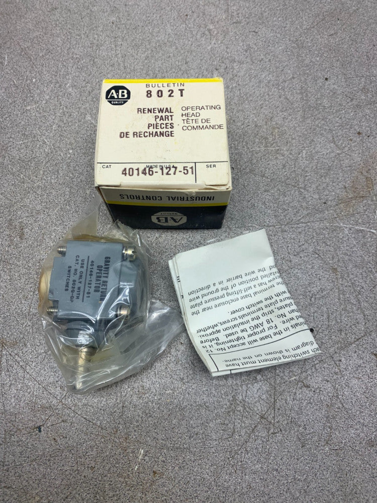 NEW IN BOX ALLEN-BRADLEY GRAVITY RETURN OPERATOR LIMIT SWITCH HEAD 40146-127-51