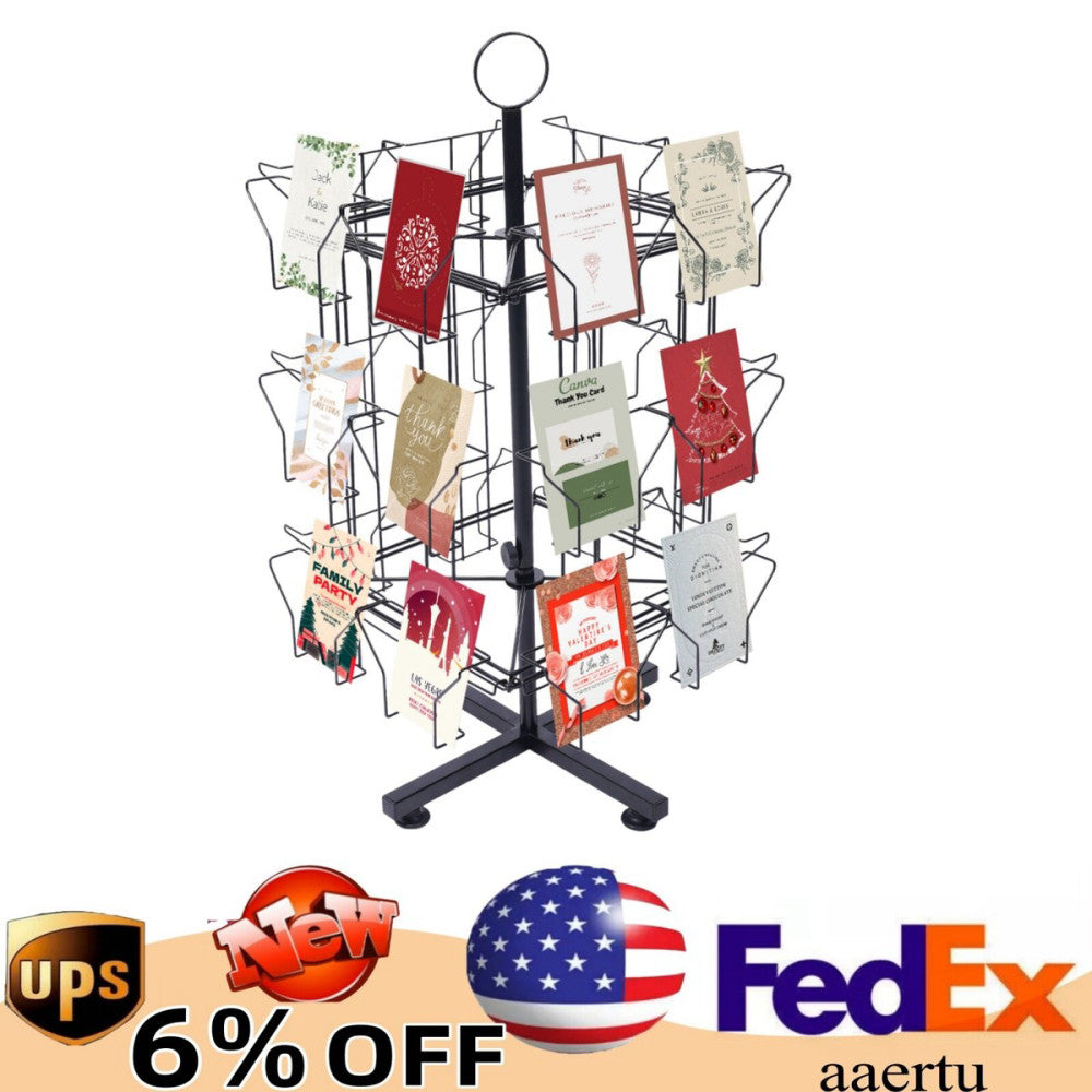 Greeting Card Rack Spins 24 Pockets 5" x 7 Cards Sign Holder Retail Display