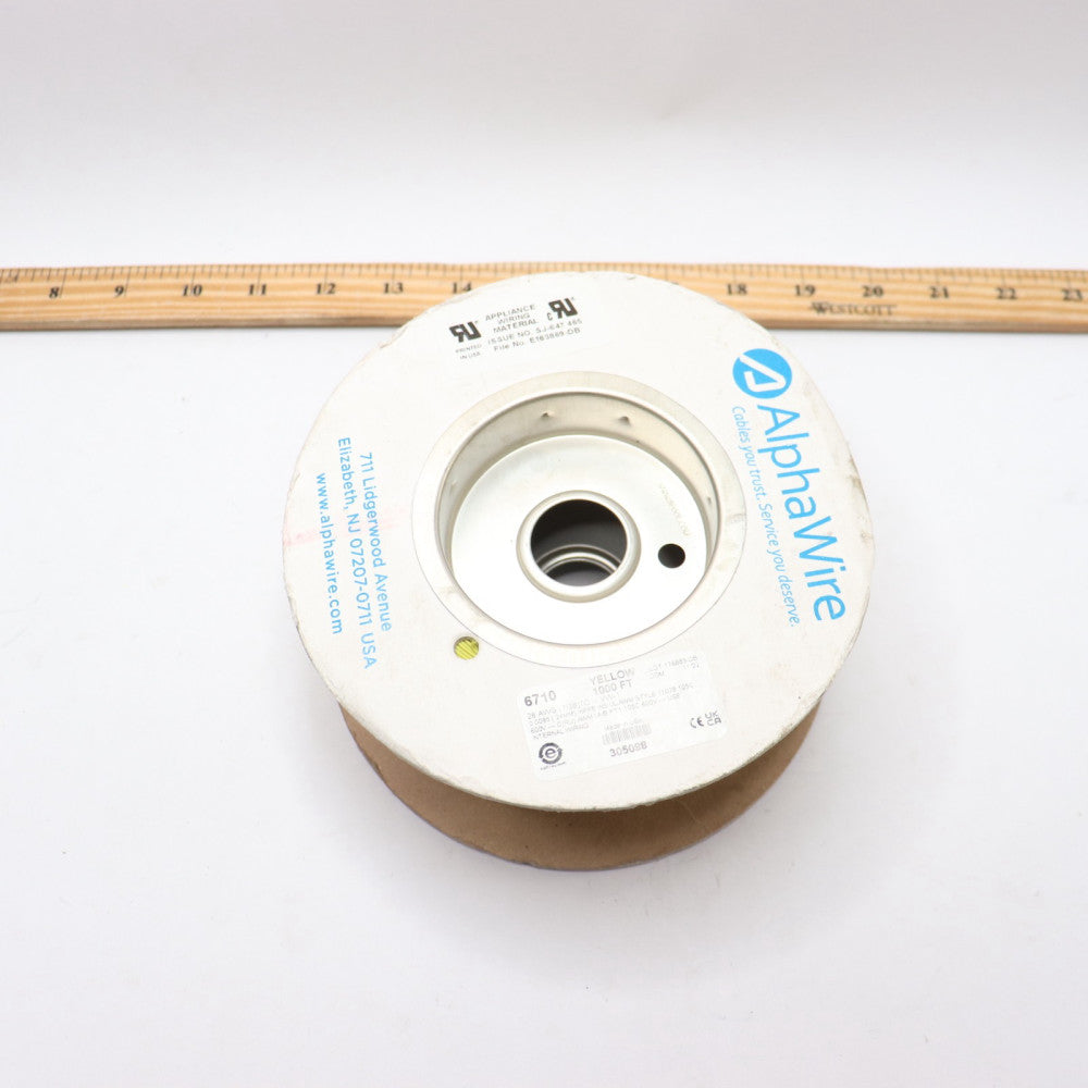 Alpha Wire Hook-Up Wire Yellow 28 AWG 7/36 600V 1000' 6710