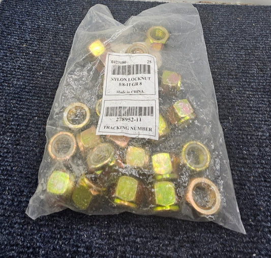 ( QTY 25 ) 0423180: Nylon Insert Lock Nut 5/8"-11 Thread, Yellow Zinc, GR.8