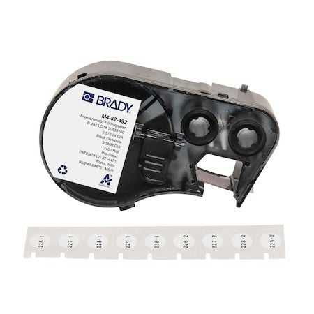 Brady M4-82-492 Precut Label Cartridge,White,Matte