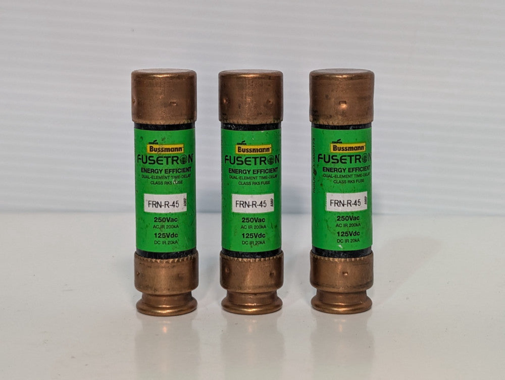 Lot of 3 Bussmann Fusetron FRN-R-45 Dual Action Time Delay Class RK5 Fuses