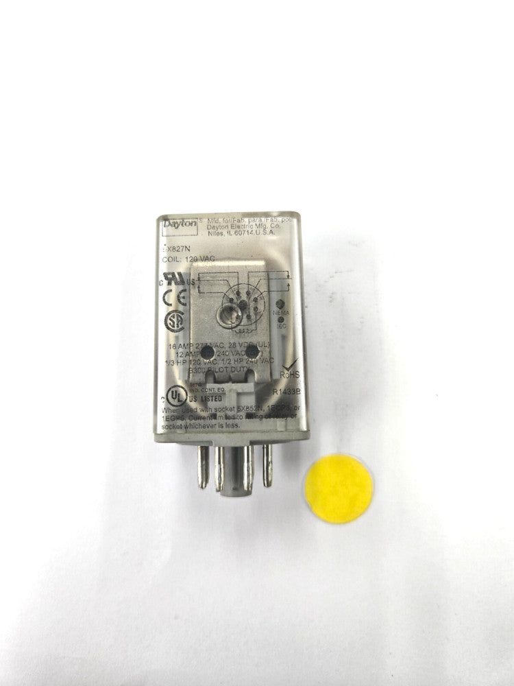 DAYTON 5X827N DPDT 16 AMP OCTAL RELAY 120 VAC