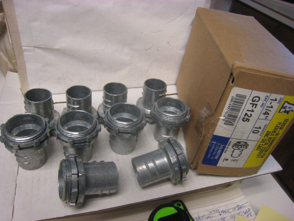 Arlington Screw-In Connector For Flexible Metal Conduit 1-1/4" GF125 Box of 10