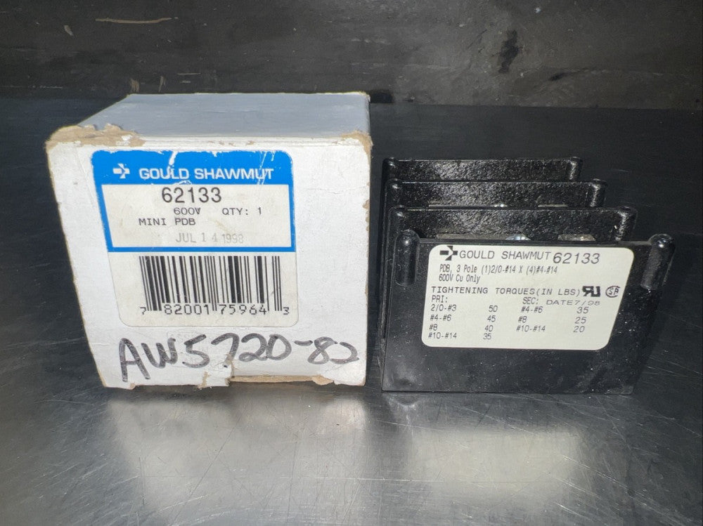 Nos Surplus MERSEN FERRAZ SHAWMUT 62133 TERMINAL BLOCK 3P 600V 175A P8231