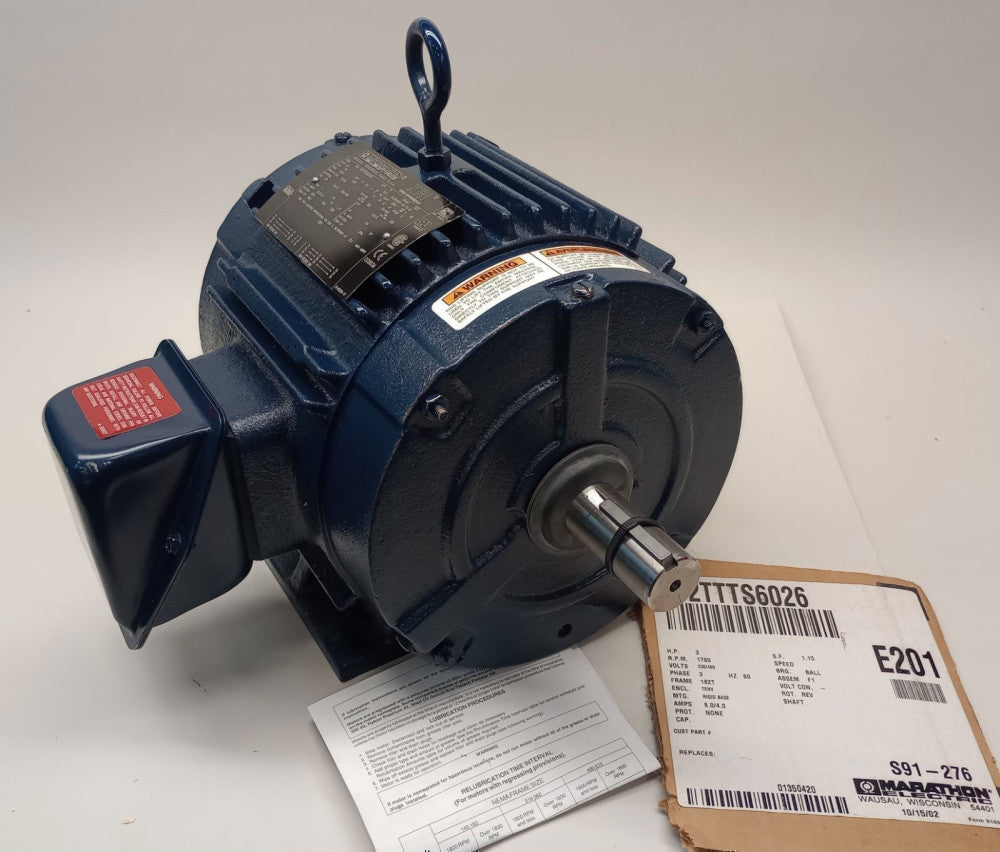 Marathon 9VL-182TTTS6026ED-L Electric Motor E201 3ph 3hp 230/460V 1760rpm TENV