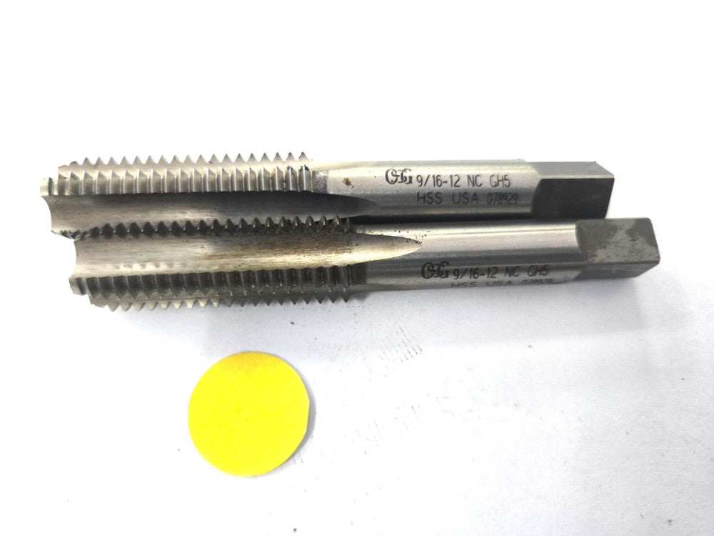 OSG CUTTING TAP WITH BOTTOMING CHAMFER  #9/16-12 NC GH5 LOT OF 2