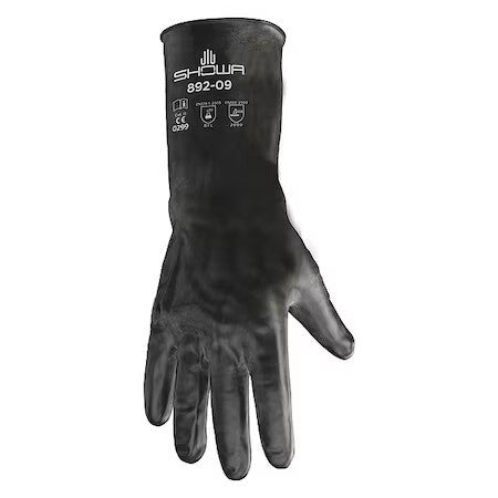 Showa 892-8 Chemical Resistant Gloves, Butyl, Viton(R), Smooth Full, Beaded,