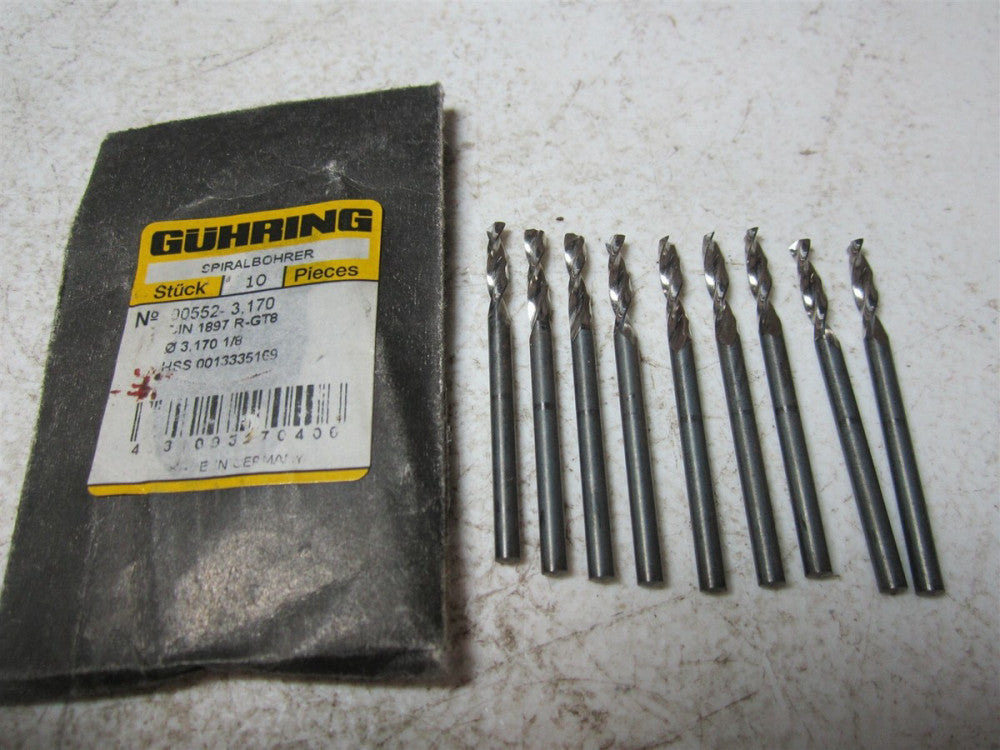 Guhring (403109170406) 00552-3.170 High Speed Steel Drill Bits - Pack of 10