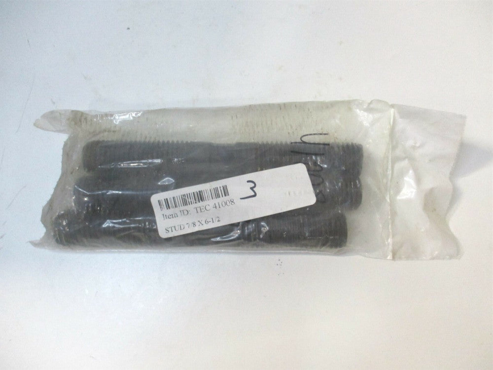 TE-CO (41008) 2-1/4 x 6-1/2" OAL Carbon Steel Equal Double Threaded Stud - Qty 3