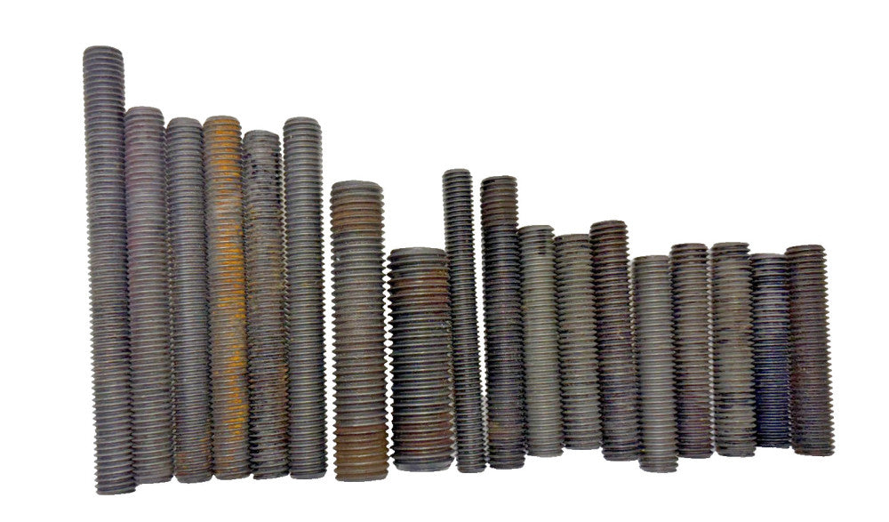 ASSORTED LOT THREADED STUDS, STEEL, *LOT OF 18*, GRADE B7