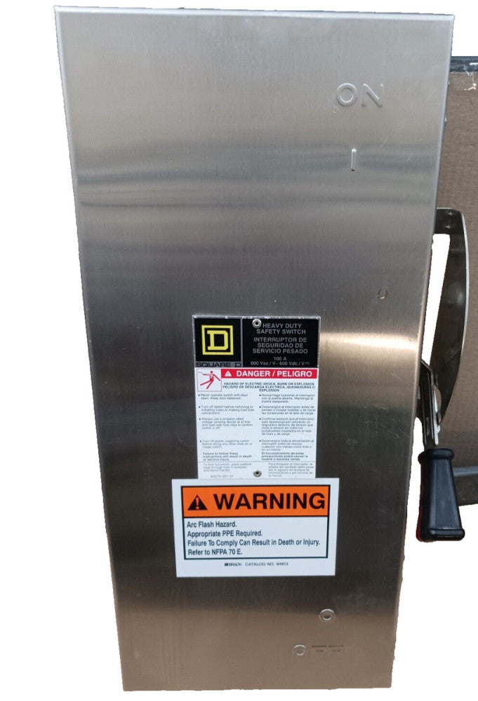 SQUARE D H363DS STAINLESS STEEL 100A FUSIBLE SAFETY SWITCH 600 V 3R,4X